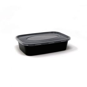 Hot Pack Microwavable Containers Black Base 500 Ml (Square) 5 Pcs