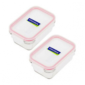 2-Piece Rectangular Food Container Set Clear/Blue 2 x 710ml