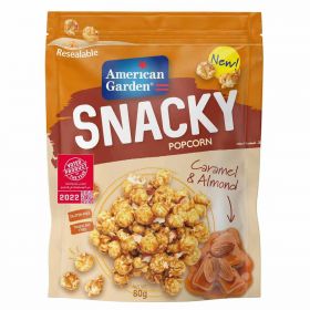 American Garden Snacky Ready-To-Eat Caramel & Almond Popcorn Gluten Free 80g