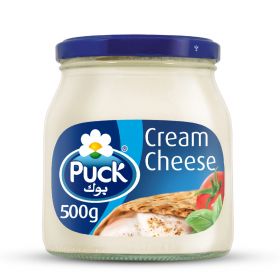 puck cream cheese in a glass jar, 500g.