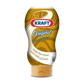 Kraft Original Squeeze Cheddar Cheese Spread in a plastic squeezable bottle, 440Gm.