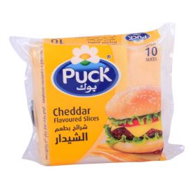 puck cheddar flavored 10 slice cheese