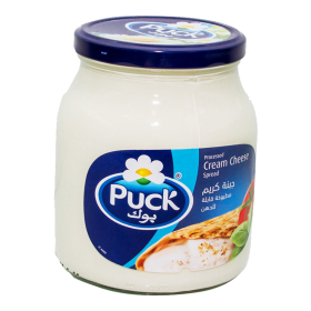 puck processed cream cheese in a glass jar. 910 gm.