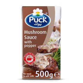 puck mushroom sauce with pepper, 500g, tetra packed.