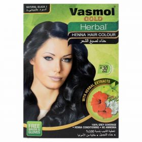 Vasmol Gold Herbal Henna, Black, 6 x 10g
