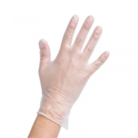 vinyl glove, large sized, powdered, disposable. come in a box of 100.