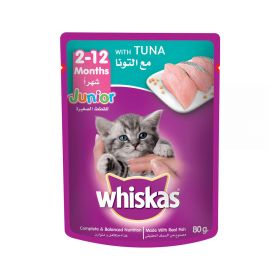 Whiskas Cat Food Junior With Tuna For 2-12 Months Years 80g