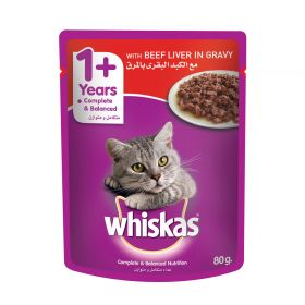 Whiskas Cat food With Beef Liver In Gravy For 1+ Years 80g